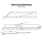 Металлочерепица МЕТАЛЛ ПРОФИЛЬ Ламонтерра-XL (AGNETA-20-Copper\Copper-0.5)